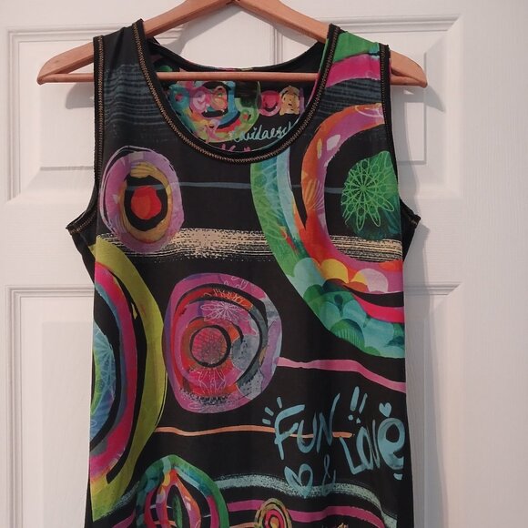 Desigual Tank Size M Colorful Tee Top - Picture 2 of 9